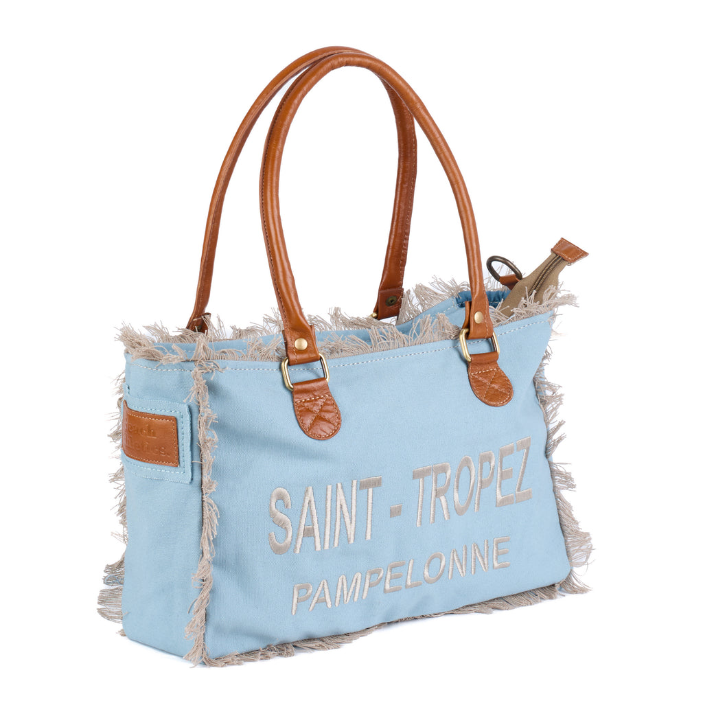 Lani - St Tropez Washed Canvas Shoulder Bag - Blue