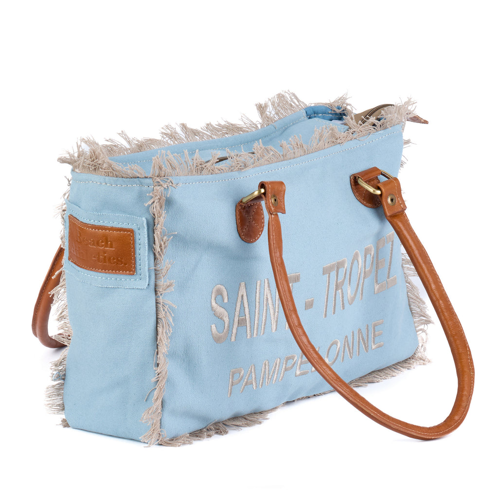 Lani - St Tropez Washed Canvas Shoulder Bag - Blue