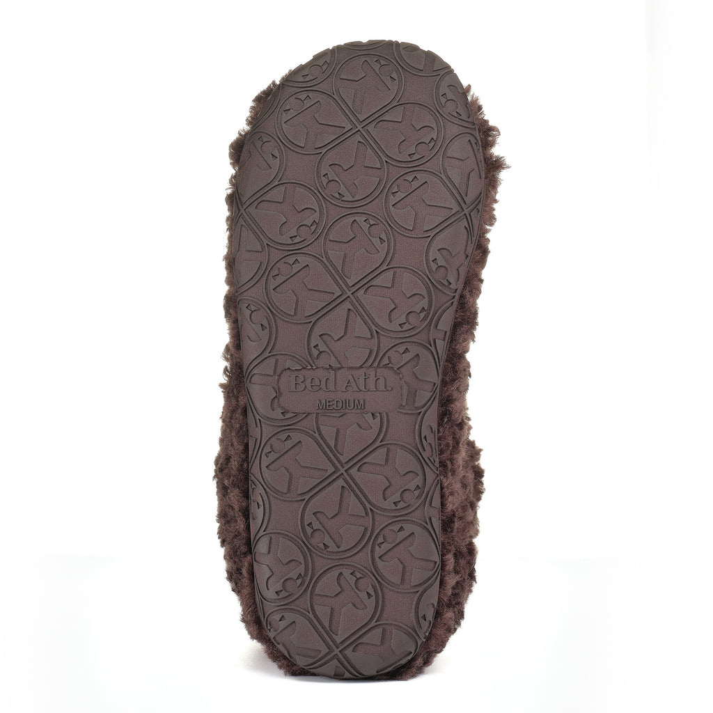 Lauren - Luxury Borg Fleece Short Slipper Boot - Dark Chocolate
