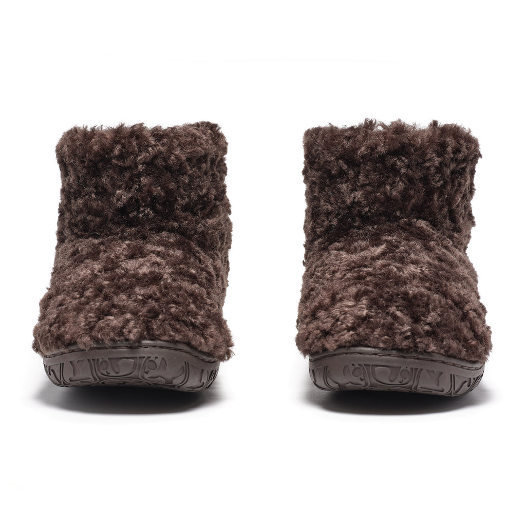 Lauren - Luxury Borg Fleece Short Slipper Boot - Dark Chocolate