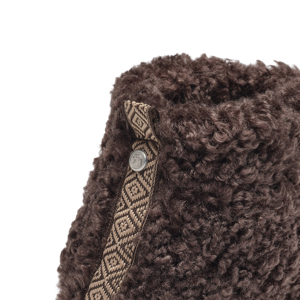 Lauren - Luxury Borg Fleece Short Slipper Boot - Dark Chocolate