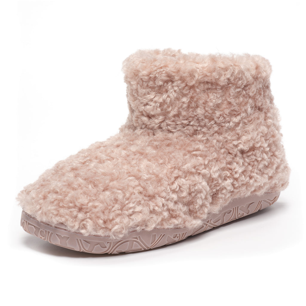 Lauren - Luxury Borg Fleece Short Slipper Boot - Dusky Pink