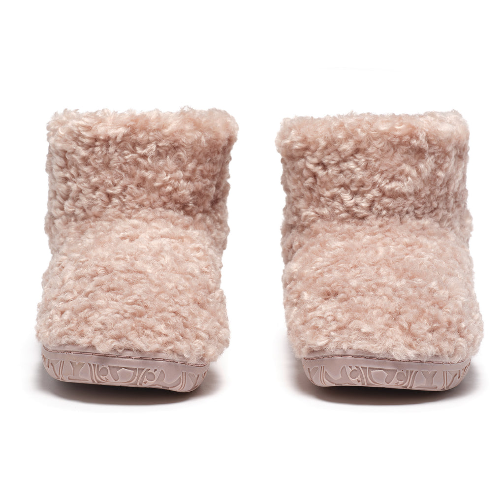 Lauren - Luxury Borg Fleece Short Slipper Boot - Dusky Pink