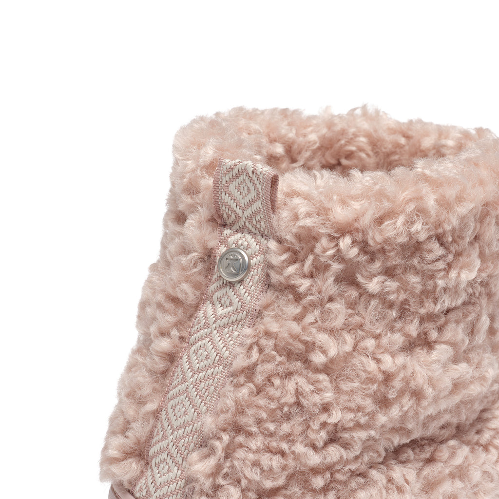 Lauren - Luxury Borg Fleece Short Slipper Boot - Dusky Pink