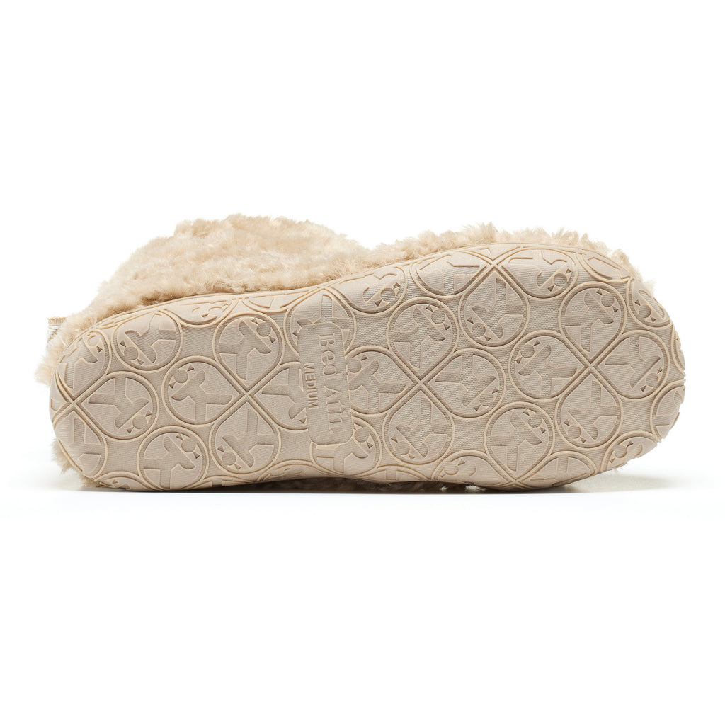 Lauren - Luxury Borg Fleece Short Slipper Boot - Biscuit