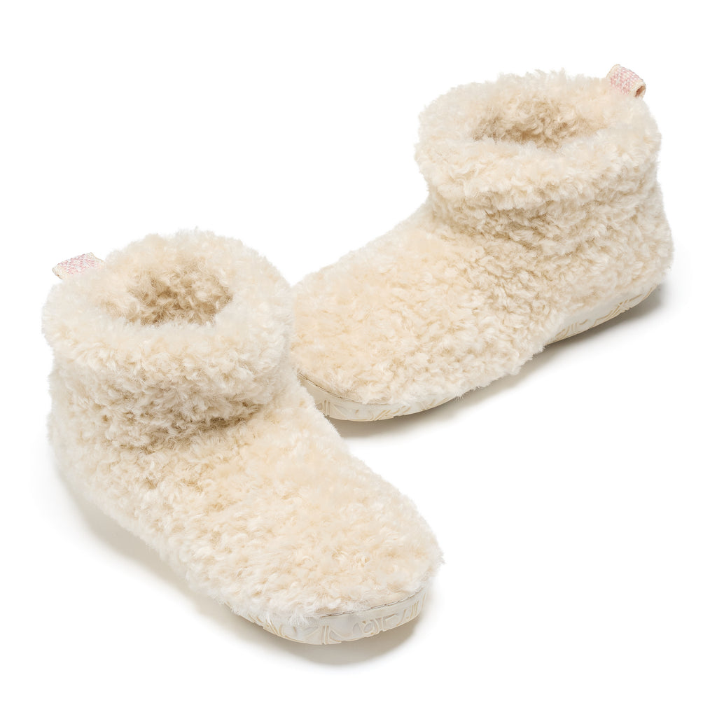 Lauren - Luxury Borg Fleece Short Slipper Boot - Cream