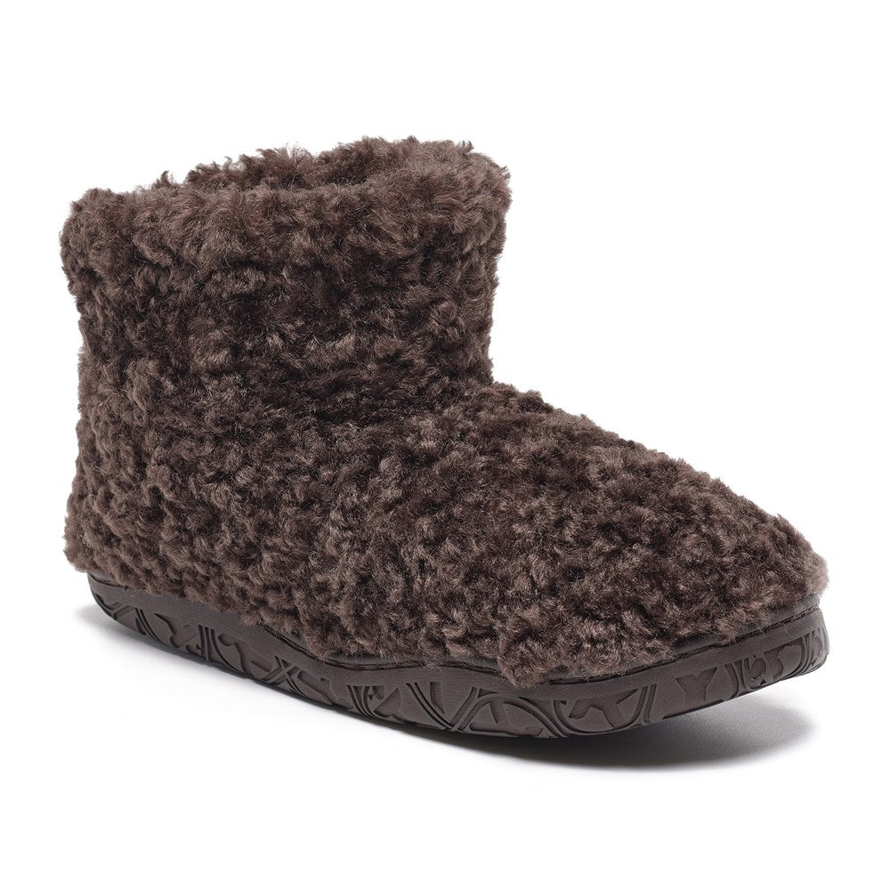Lauren - Luxury Borg Fleece Short Slipper Boot - Dark Chocolate
