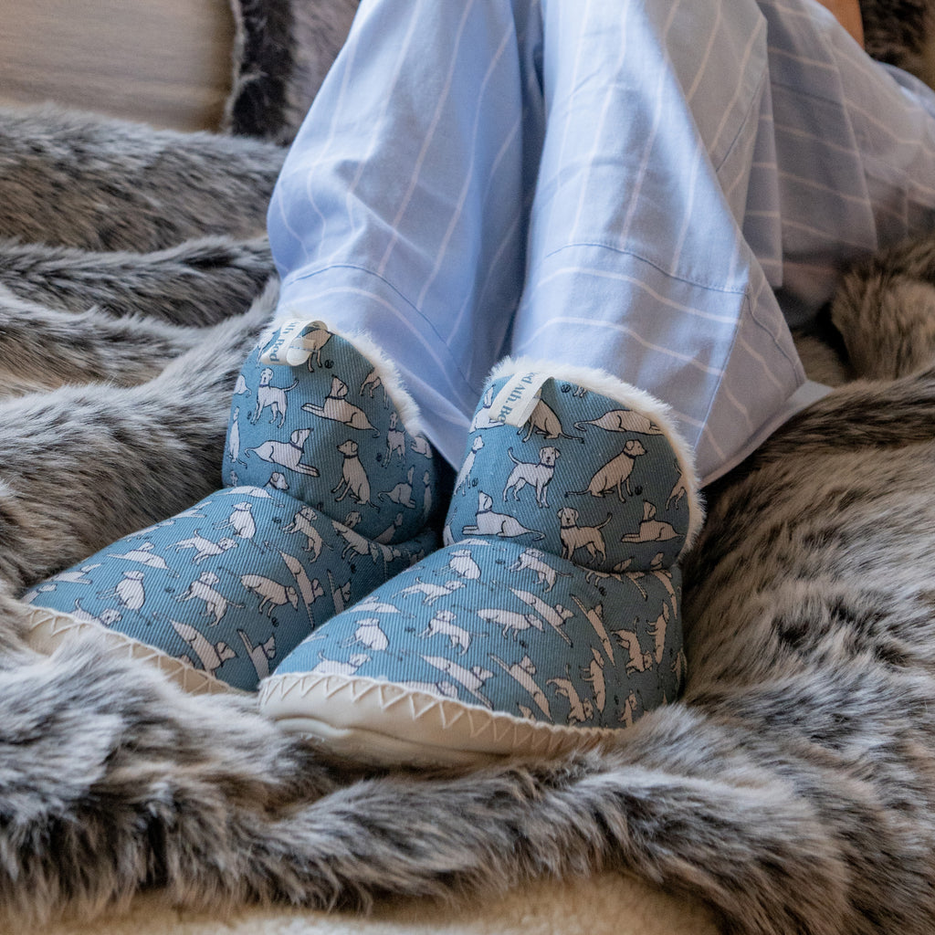 Lily - All Over Dog Print Slipper Boot - Denim