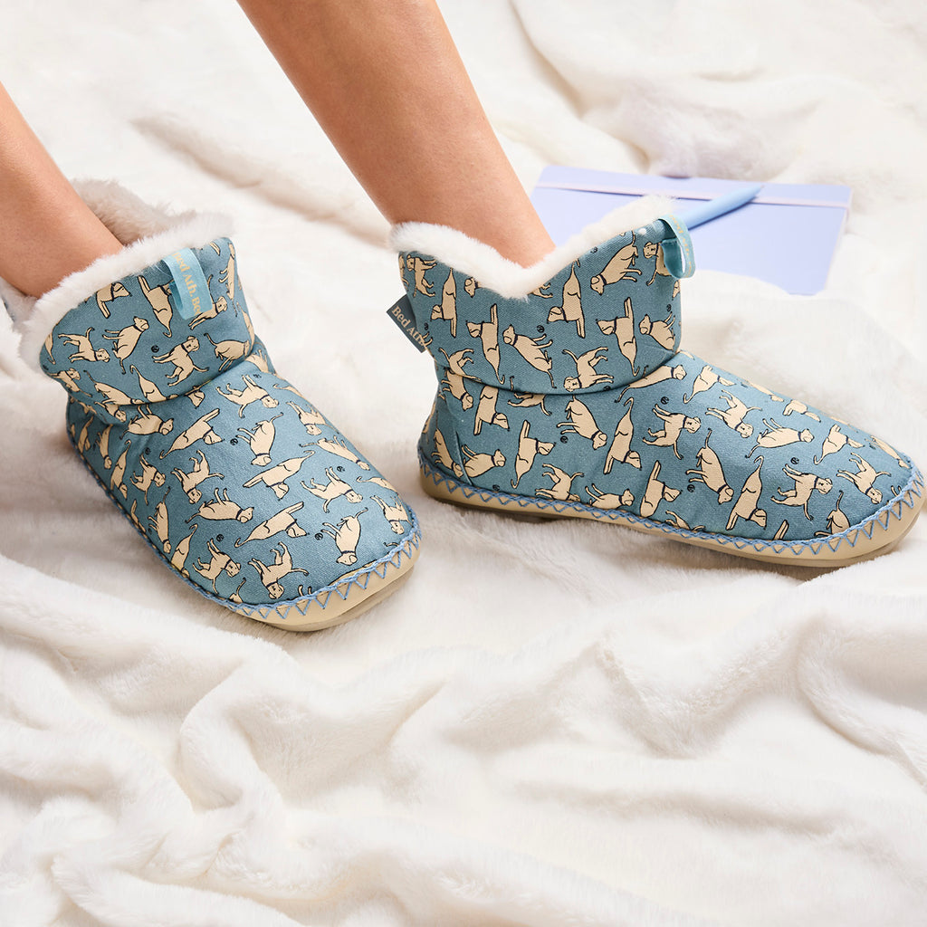 Lily - All Over Dog Print Slipper Boot - Denim
