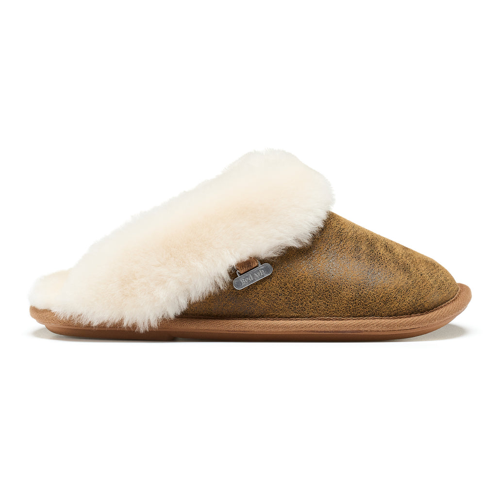 Mae - Double Faced Sheepskin Mule - Distressed Coffee