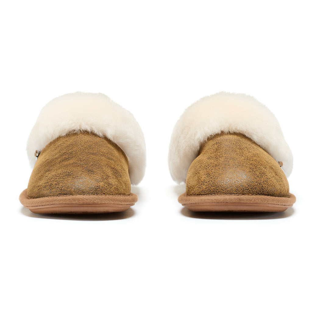 Mae - Double Faced Sheepskin Mule - Distressed Coffee