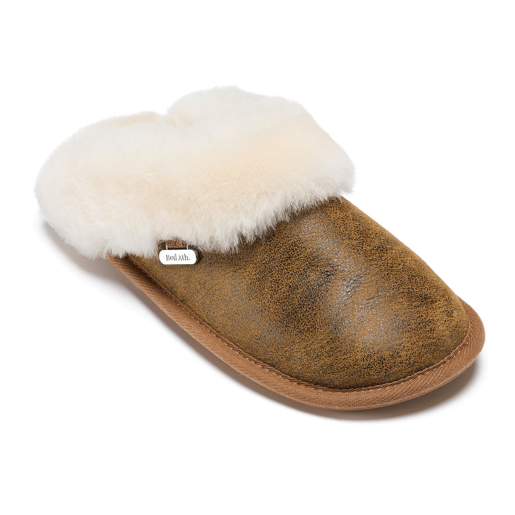 Mae - Double Faced Sheepskin Mule - Distressed Coffee