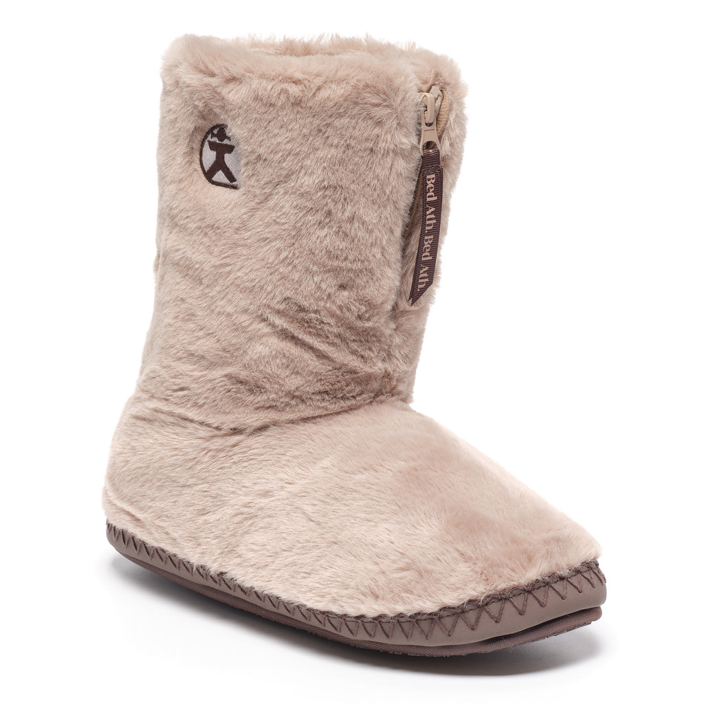 Monroe - Classic Faux Fur Slipper Boot - Taupe / Deep Taupe