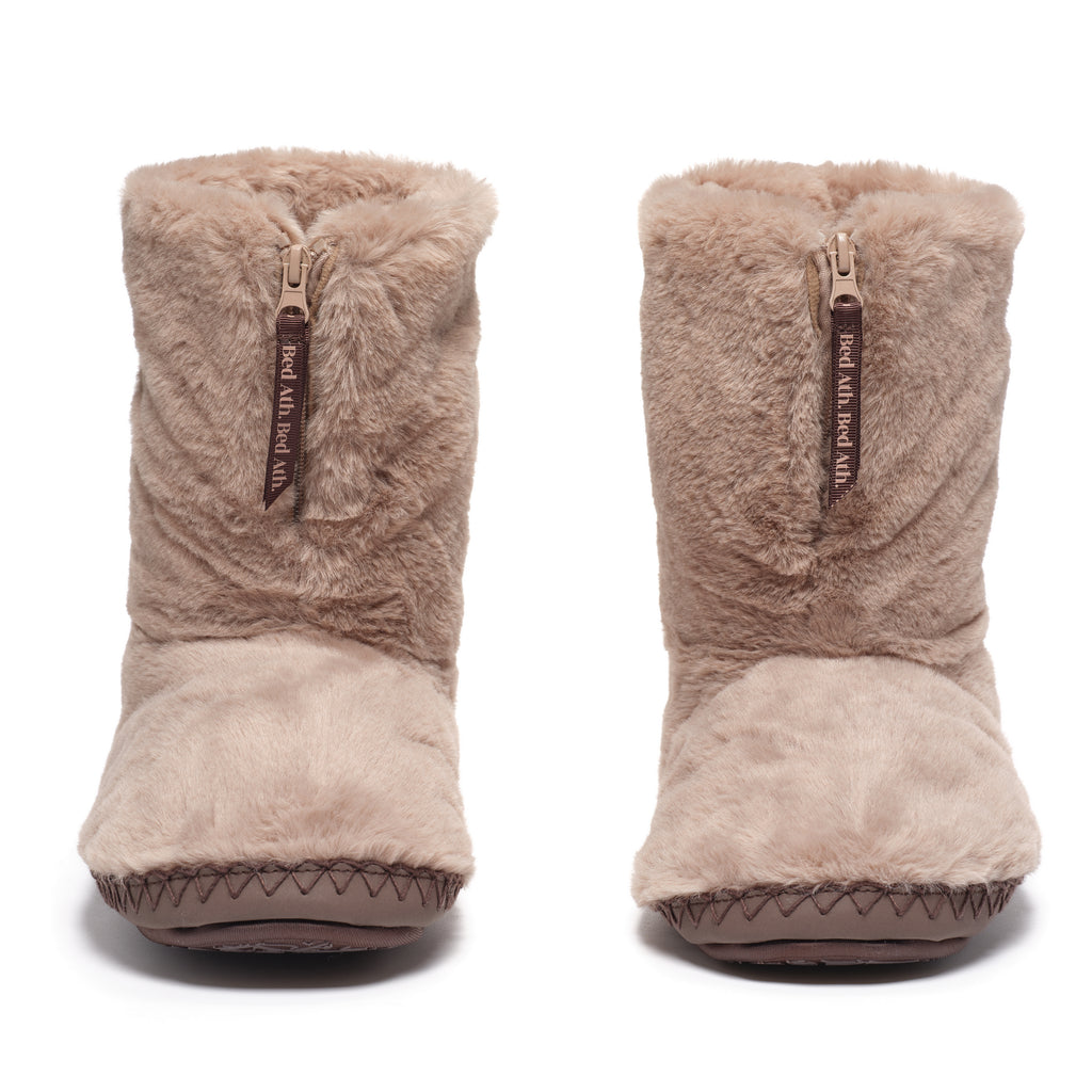 Monroe - Classic Faux Fur Slipper Boot - Taupe / Deep Taupe