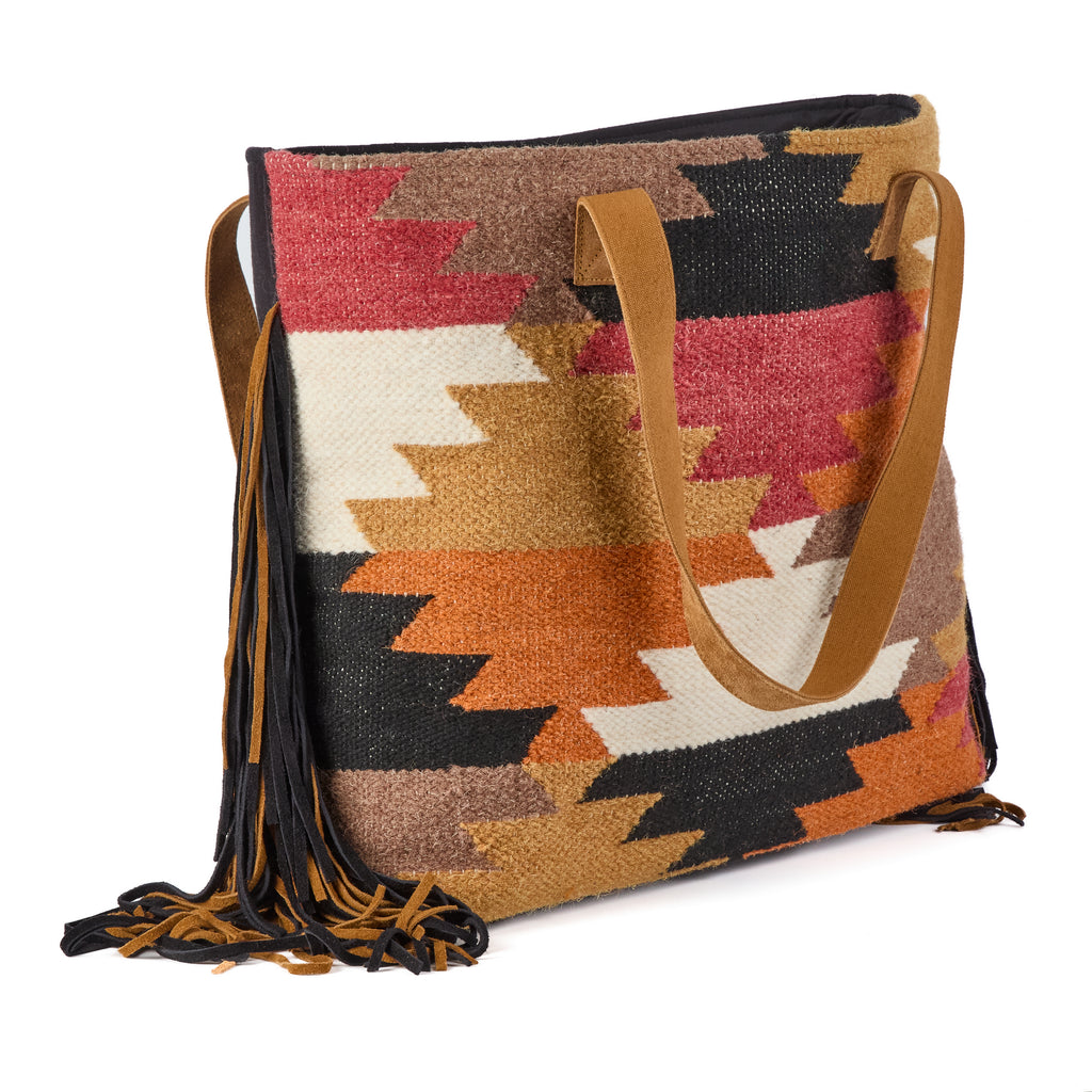 Montreux - Luxury Boho Tassled Tote Bag - Multi Azteca