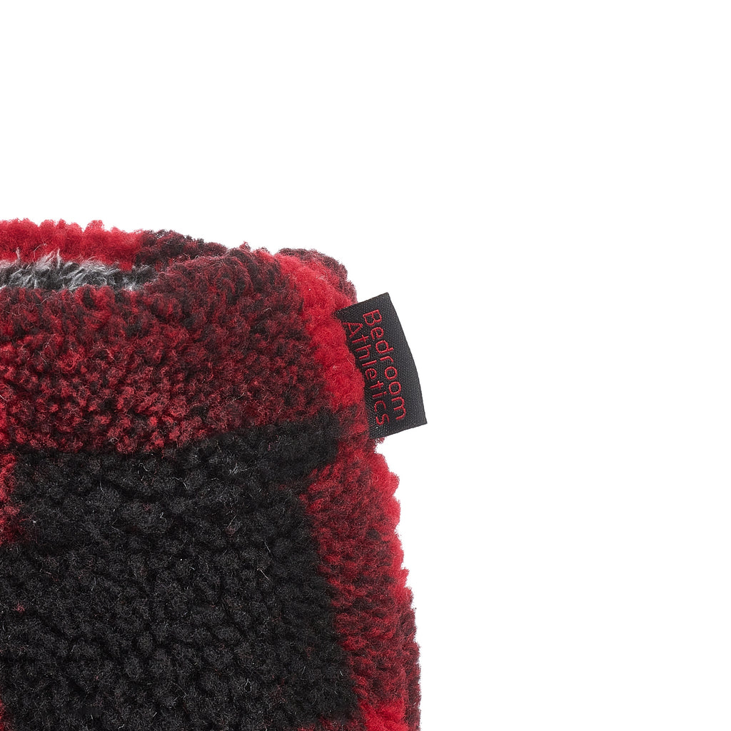 red and black mens checked ankle slipper booties