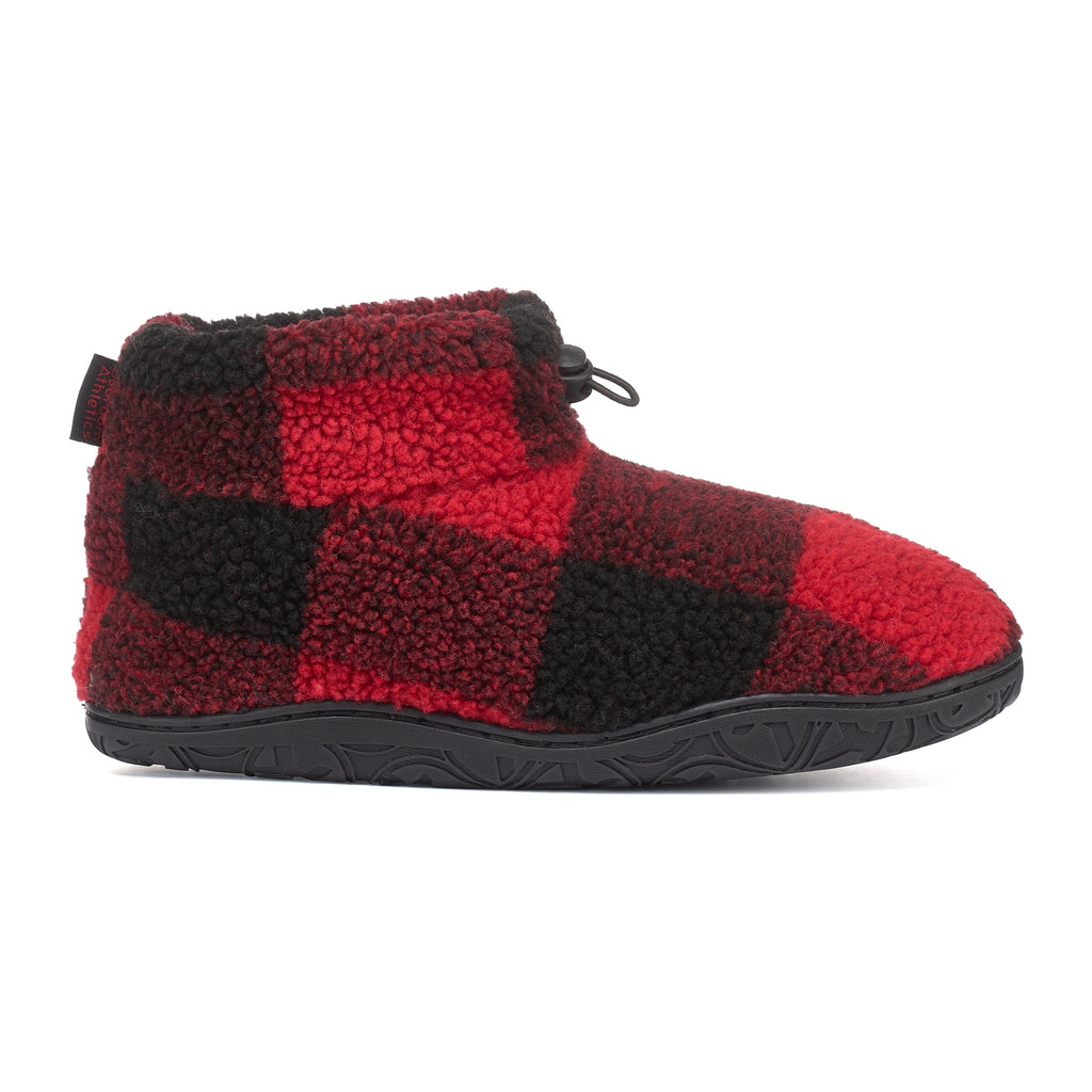 red and black mens checked ankle slipper boots