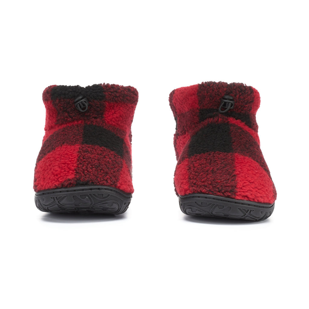 red and black check slipper boots