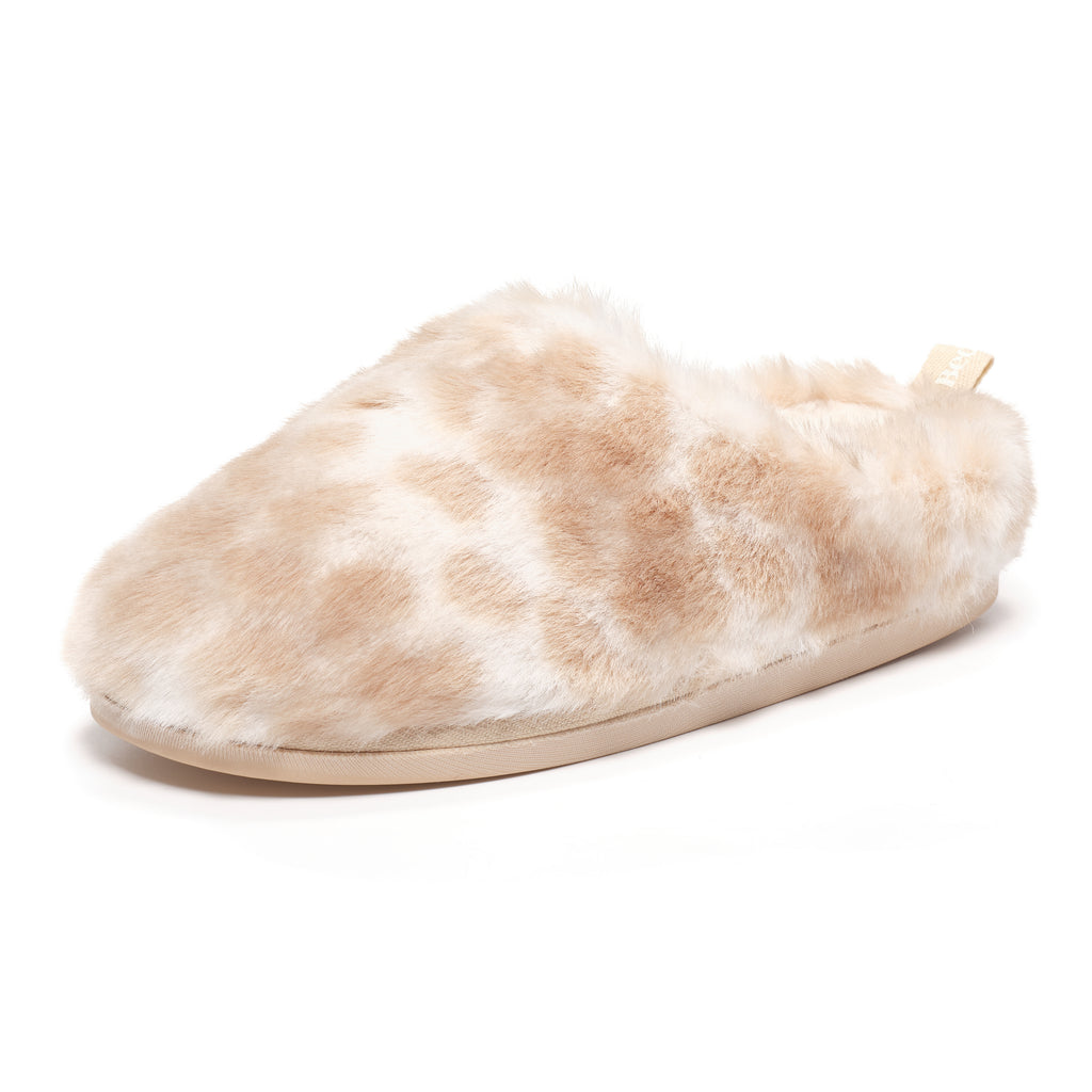 Nadine - Luxury Faux Fur Mule - Caramel Leopard