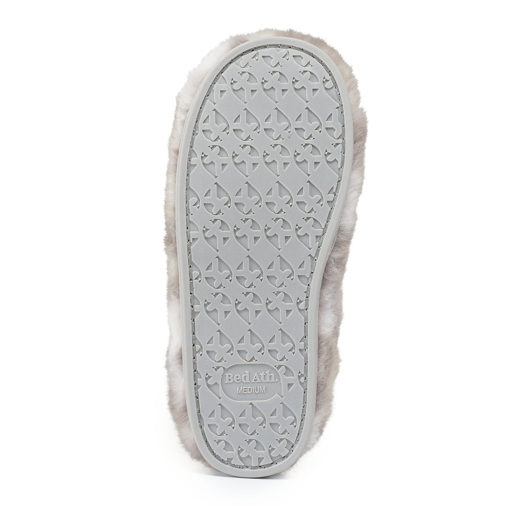 Nadine - Luxury Faux Fur Mule - Grey Leopard