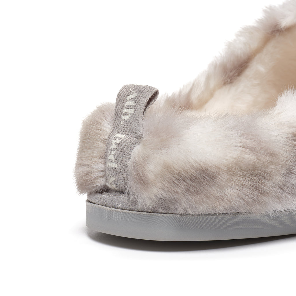Nadine - Luxury Faux Fur Mule - Grey Leopard