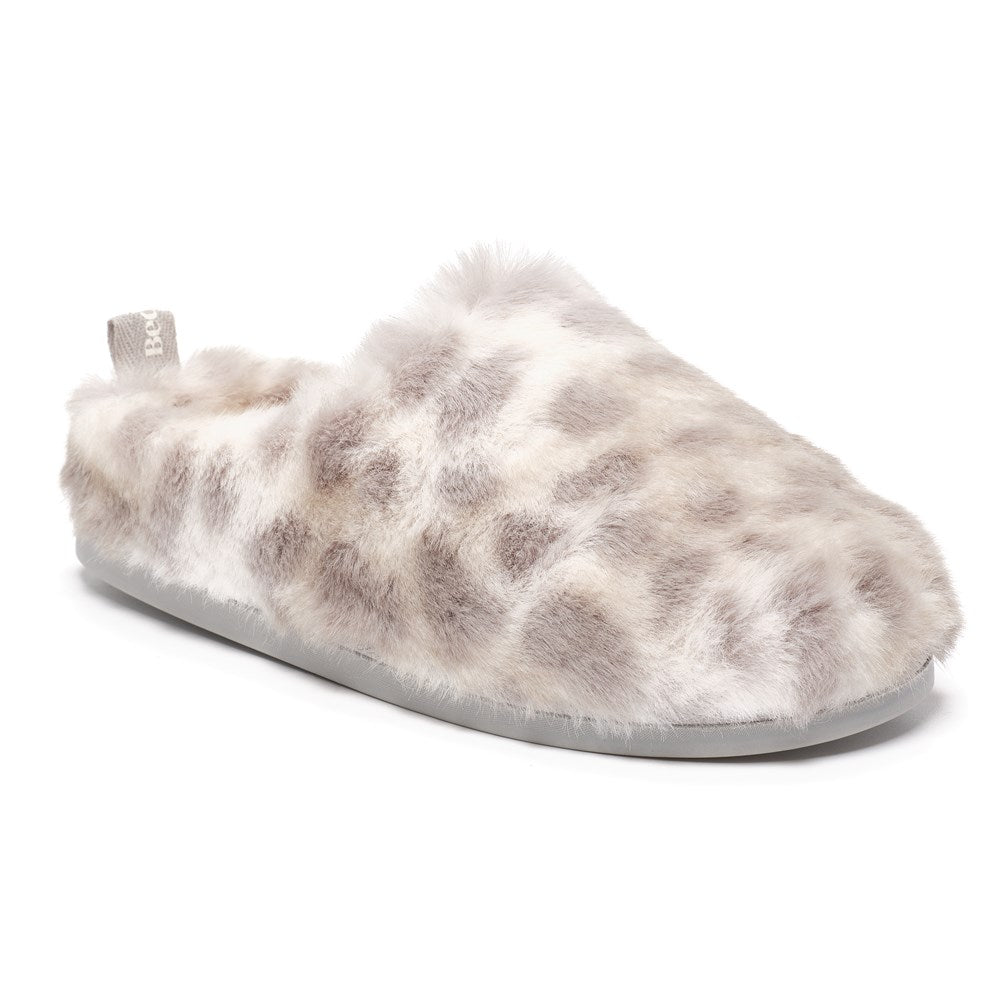 Nadine - Luxury Faux Fur Mule - Grey Leopard