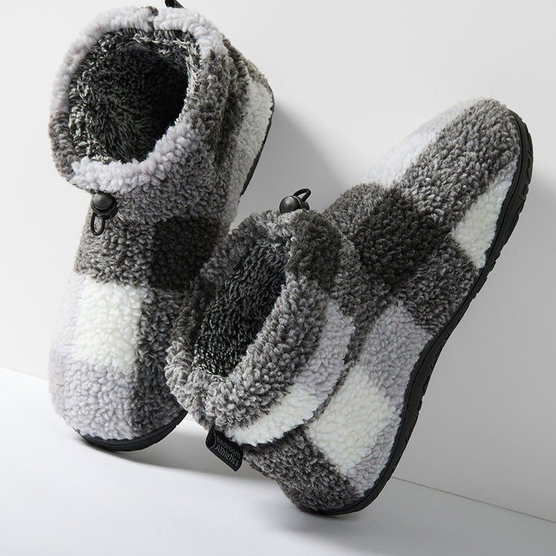 Neeson Short Slipper Boots in Grey Check