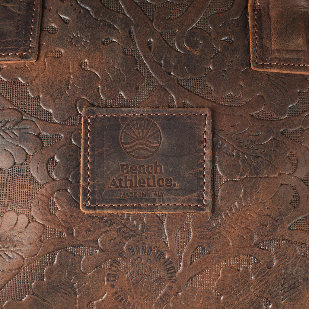 Rivera - Embossed Medium Leather Bag - Brown