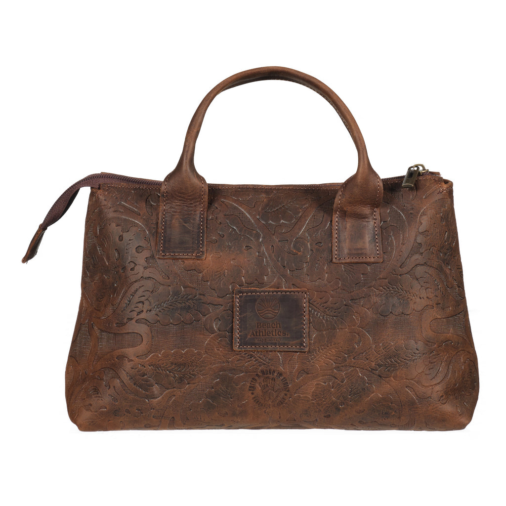 Rivera - Embossed Medium Leather Bag - Brown