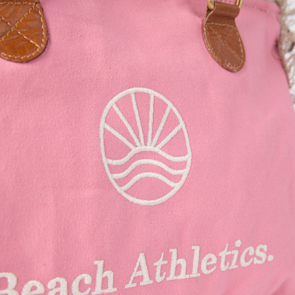 Shauni bag (a pink washed canvas shoulder bag), close-up of a front detail