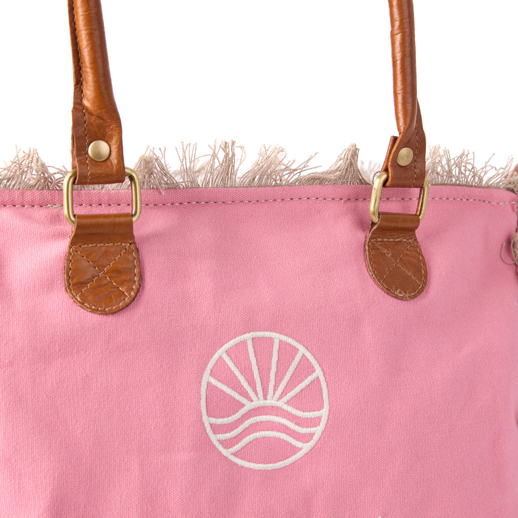 Shauni bag (a pink washed canvas shoulder bag), close-up of the handle