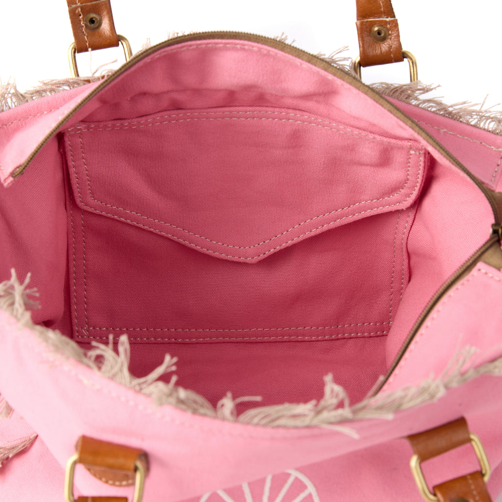 Shauni bag (a pink washed canvas shoulder bag), interior view showing an inside pocket