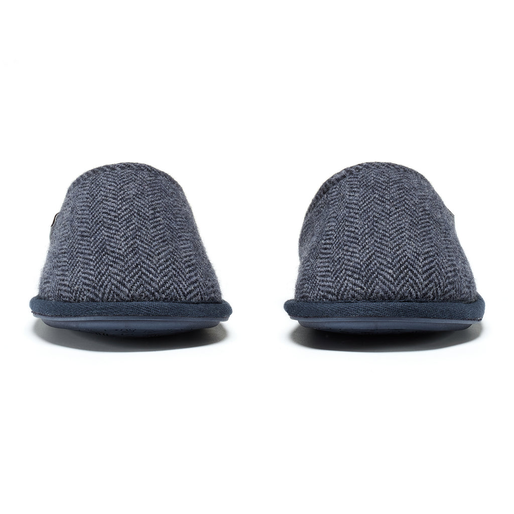 William - Harris Tweed Mule - Navy Herringbone