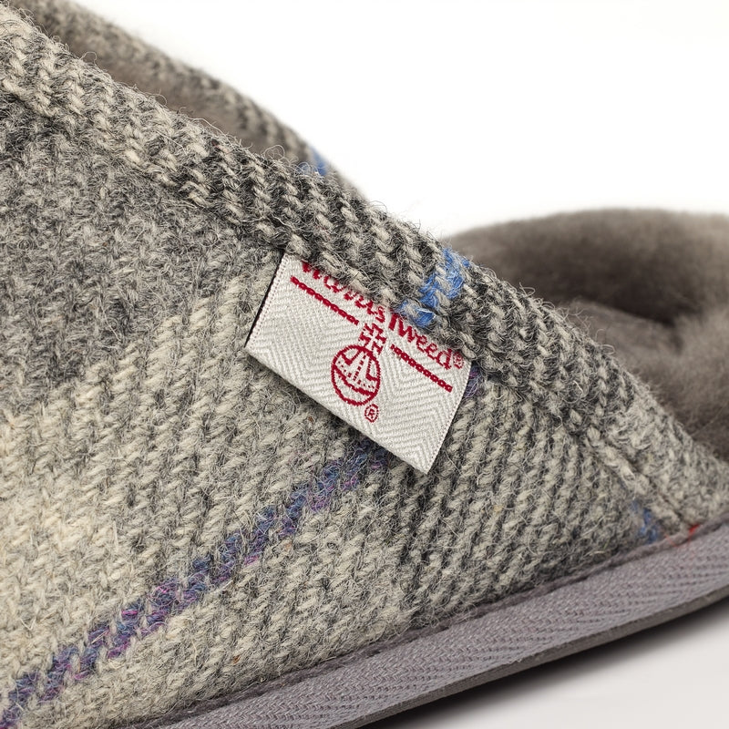 William Grey Charcoal Check Mule Slipper for Men detailed image