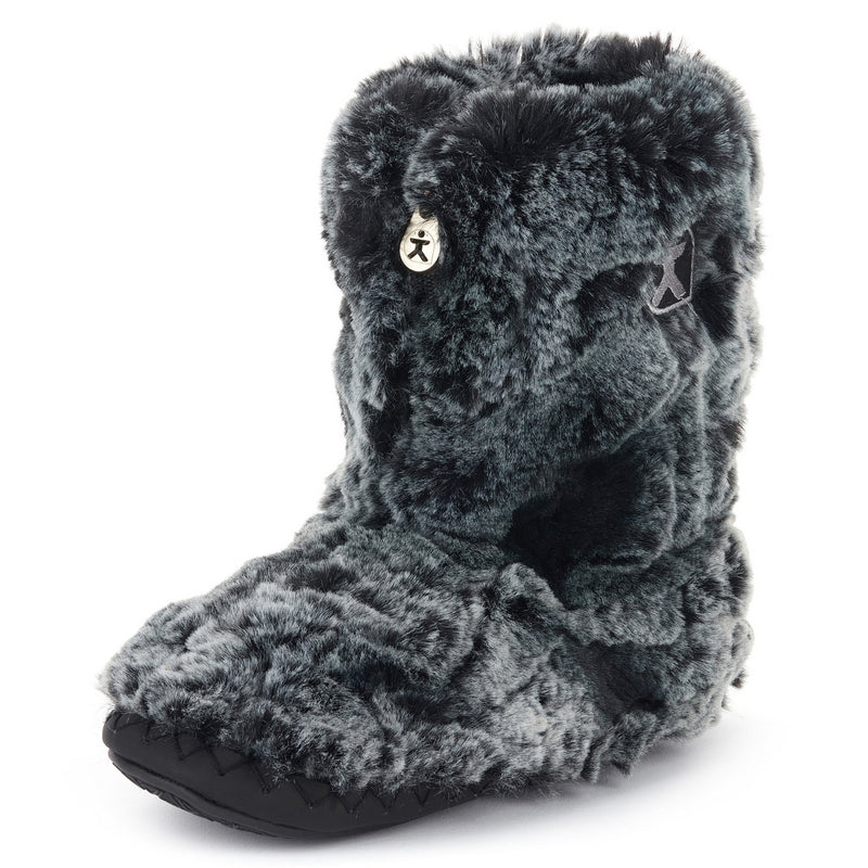 Faux Fur Luxury Slipper Boots Cole Black Wolf Short Luxury Faux