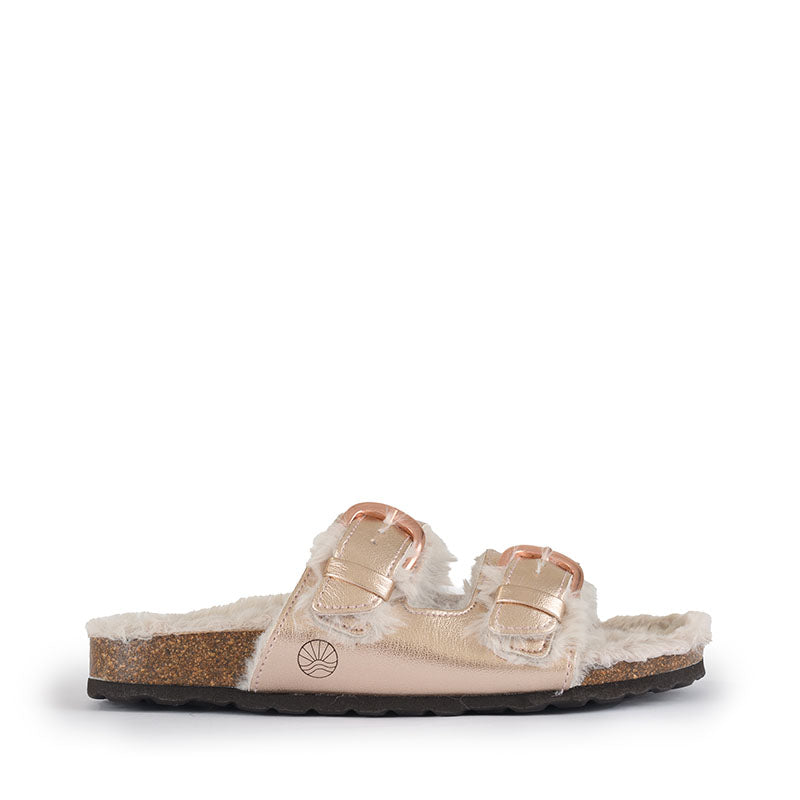 Calin - Vegan Metallic 2-Strap Slider - Rose Gold