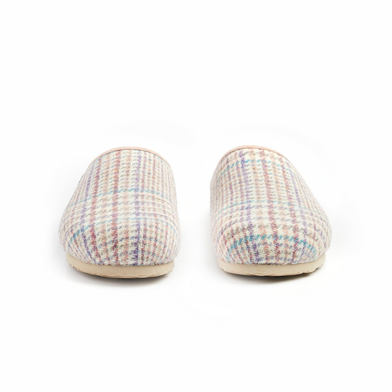 Charlotte Harris Tweed Slipper Clog Natural POW Check Bedroom