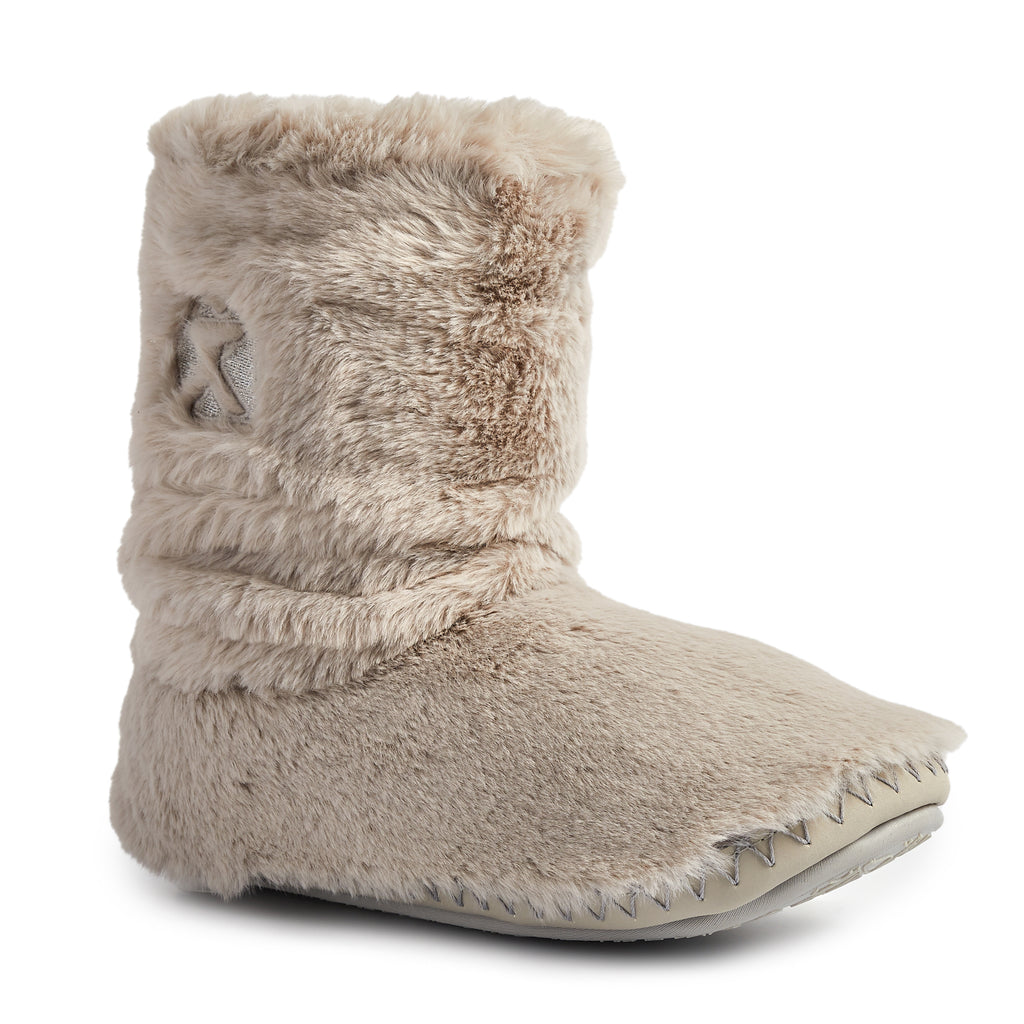 Gisele - 100% Recycled Faux Fur Rouched Slipper Boot - Trace Grey