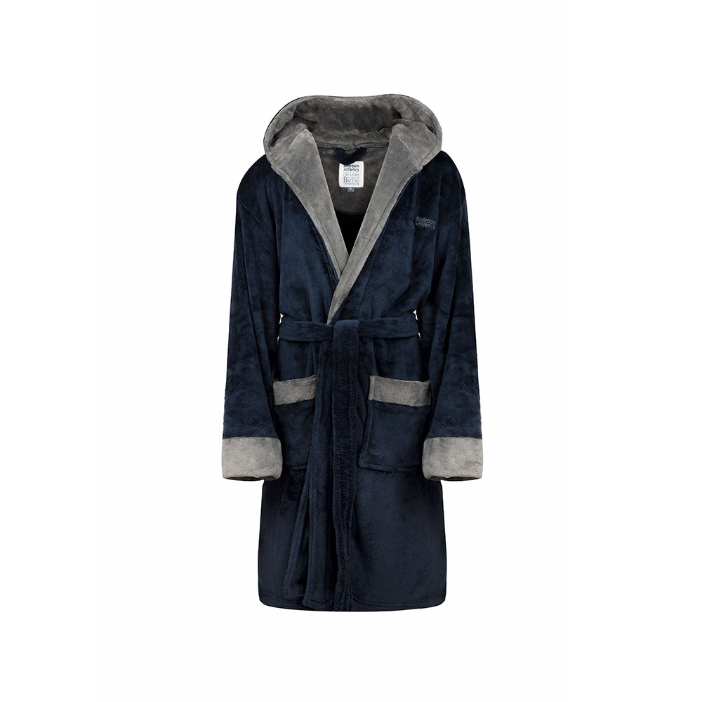 Moore Flannel Fleece Dressing Gown Navy - Main Image